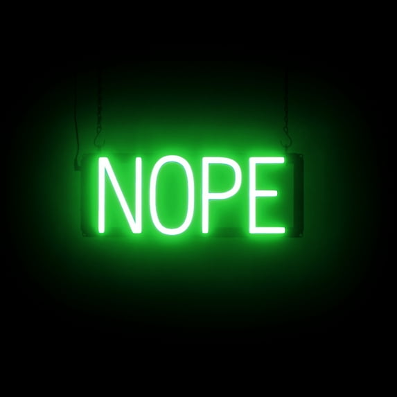 SpellBrite NOPE LED Sign for Business. 16.5" x 6.3" Green NOPE Sign Has Neon Sign Look With Energy Efficient LED Light Source. Visible from 500+ Feet, 8 Animation Settings.