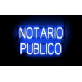 thumbnail image 1 of SpellBrite NOTARIO PUBLICO LED Sign for Business. 26.2" x 15.0" Blue NOTARIO PUBLICO Sign Has Neon Sign Look With Energy Efficient LED Light Source. Visible from 500+ Feet, 8 Animation Settings., 1 of 4