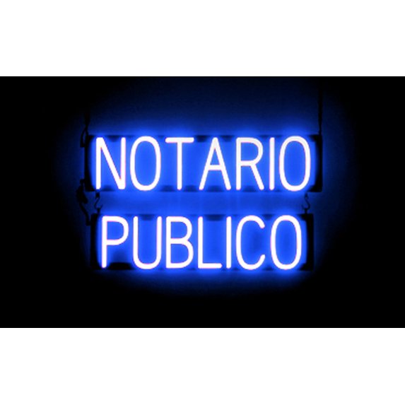 SpellBrite NOTARIO PUBLICO LED Sign for Business. 26.2" x 15.0" Blue NOTARIO PUBLICO Sign Has Neon Sign Look With Energy Efficient LED Light Source. Visible from 500+ Feet, 8 Animation Settings.