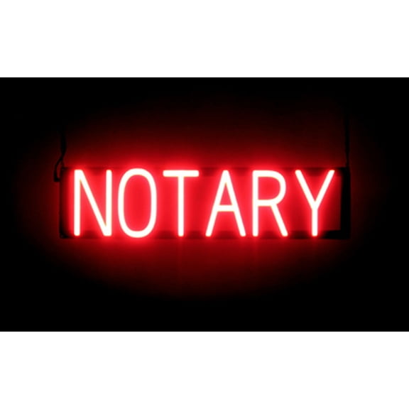 SpellBrite NOTARY LED Sign for Business. 25.3" x 6.3" Red NOTARY Sign Has Neon Sign Look With Energy Efficient LED Light Source. Visible from 500+ Feet, 8 Animation Settings.