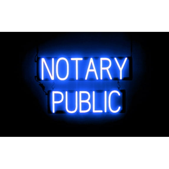 SpellBrite NOTARY PUBLIC LED Sign for Business. 25.3" x 15.0" Blue NOTARY PUBLIC Sign Has Neon Sign Look With Energy Efficient LED Light Source. Visible from 500+ Feet, 8 Animation Settings.