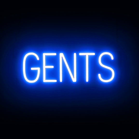 SpellBrite Neon-LED GENTS Sign With Dimming Capability. LED Bathroom Signs for Businesses, Restaurants, and More, 20 inches, Blue