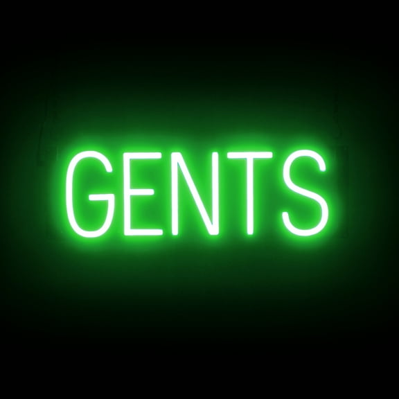 SpellBrite Neon-LED GENTS Sign With Dimming Capability. LED Bathroom Signs for Businesses, Restaurants, and More, 20 inches, Green