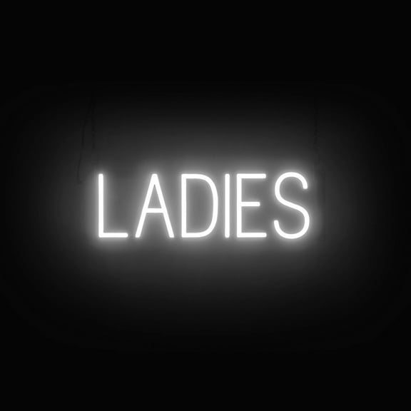 SpellBrite Neon-LED LADIES Sign With Dimming Capability. LED Bathroom Signs for Businesses, Restaurants, and More, 21 inches, White