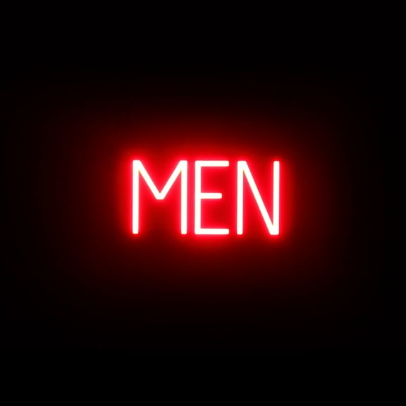 SpellBrite Neon-LED MEN Sign With Dimming Capability. LED Bathroom Signs for Businesses, Restaurants, and More, 14 inches, Red