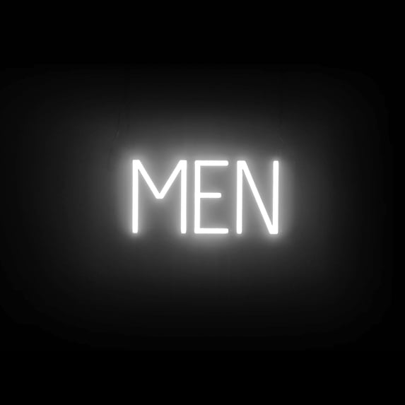 SpellBrite Neon-LED MEN Sign With Dimming Capability. LED Bathroom Signs for Businesses, Restaurants, and More, 14 inches, White