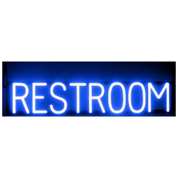 SpellBrite Neon-LED RESTROOM Sign With Dimming Capability. LED Bathroom Signs for Businesses, Restaurants, and More, 33 inches, Blue