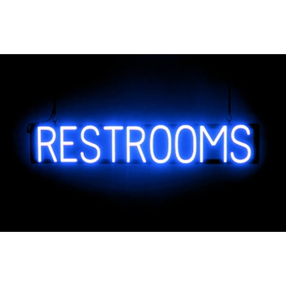SpellBrite Neon-LED RESTROOMS Sign With Dimming Capability. LED Bathroom Signs for Businesses, Restaurants, and More, 36 inches, Blue