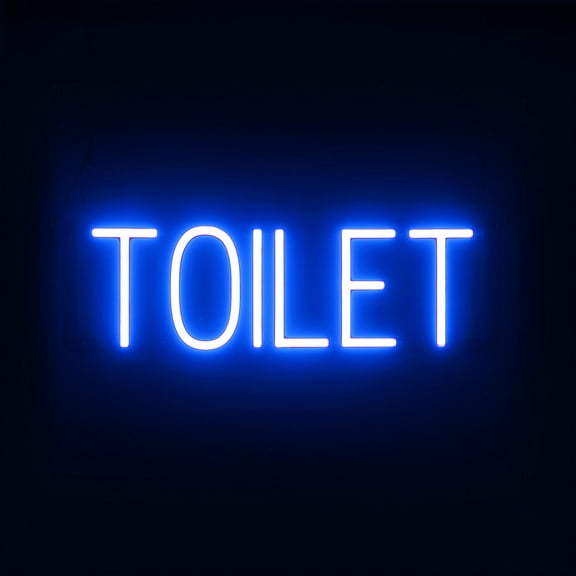SpellBrite Neon-LED TOILET Sign With Dimming Capability. LED Bathroom Signs for Businesses, Restaurants, and More, 21 inches, Blue