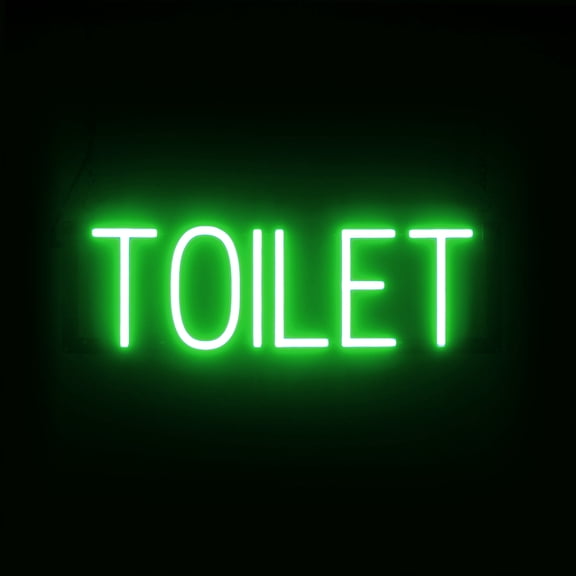 SpellBrite Neon-LED TOILET Sign With Dimming Capability. LED Bathroom Signs for Businesses, Restaurants, and More, 21 inches, Green