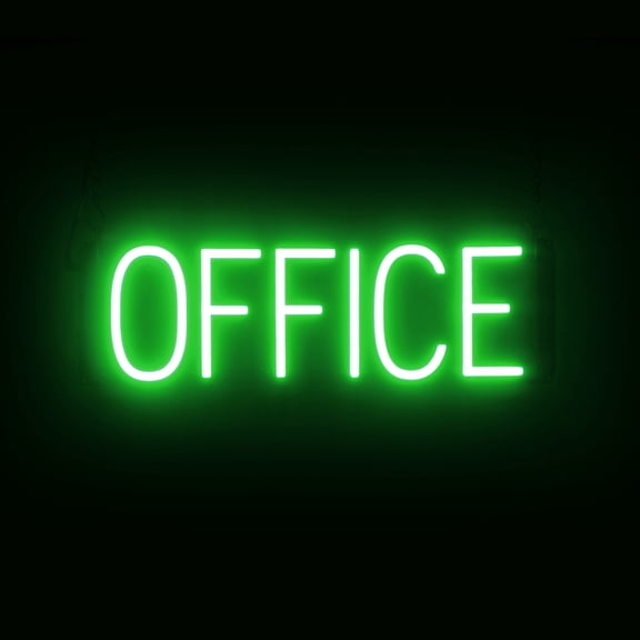 SpellBrite OFFICE LED Sign for Business. 20.5" x 6.3" Green OFFICE Sign Has Neon Sign Look With Energy Efficient LED Light Source. Visible from 500+ Feet, 8 Animation Settings.