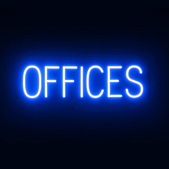 SpellBrite OFFICES LED Sign for Business. 24.2" x 6.3" Blue OFFICES Sign Has Neon Sign Look With Energy Efficient LED Light Source. Visible from 500+ Feet, 8 Animation Settings.