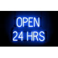 thumbnail image 1 of SpellBrite OPEN 24 HRS LED Sign for Business. 16.5" x 15.0" Blue OPEN 24 HRS Sign Has Neon Sign Look With Energy Efficient LED Light Source. Visible from 500+ Feet, 8 Animation Settings., 1 of 4
