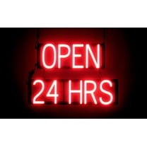 SpellBrite OPEN 24 HRS LED Sign for Business. 16.5" x 15.0" Red OPEN 24 HRS Sign Has Neon Sign Look With Energy Efficient LED Light Source. Visible from 500  Feet, 8 Animation Settings.