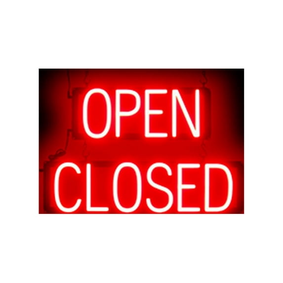 SpellBrite OPEN CLOSED LED Sign for Business. 23.8" x 15.0" Red OPEN CLOSED Sign Has Neon Sign Look With Energy Efficient LED Light Source. Visible from 500+ Feet, 8 Animation Settings.