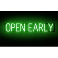 thumbnail image 1 of SpellBrite OPEN EARLY LED Sign for Business. 37.0" x 6.3" Green OPEN EARLY Sign Has Neon Sign Look With Energy Efficient LED Light Source. Visible from 500+ Feet, 8 Animation Settings., 1 of 4