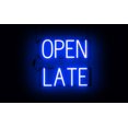 thumbnail image 1 of SpellBrite OPEN LATE LED Sign for Business. 17.0" x 15.0" Blue OPEN LATE Sign Has Neon Sign Look With Energy Efficient LED Light Source. Visible from 500+ Feet, 8 Animation Settings., 1 of 4