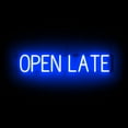 thumbnail image 1 of SpellBrite OPEN LATE LED Sign for Business. 33.0" x 6.3" Blue OPEN LATE Sign Has Neon Sign Look With Energy Efficient LED Light Source. Visible from 500+ Feet, 8 Animation Settings., 1 of 4