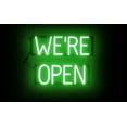 thumbnail image 1 of SpellBrite WE'RE OPEN LED Sign for Business. 18.9" x 15.0" Green WE'RE OPEN Sign Has Neon Sign Look With Energy Efficient LED Light Source. Visible from 500+ Feet, 8 Animation Settings., 1 of 4