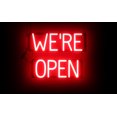 thumbnail image 1 of SpellBrite WE'RE OPEN LED Sign for Business. 18.9" x 15.0" Red WE'RE OPEN Sign Has Neon Sign Look With Energy Efficient LED Light Source. Visible from 500+ Feet, 8 Animation Settings., 1 of 4