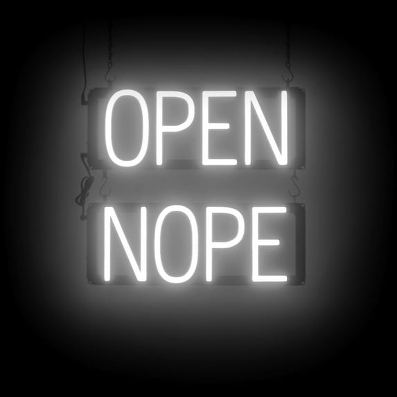 SpellBrite OPEN NOPE LED Sign for Business. 16.5" x 15.0" White OPEN NOPE Sign Has Neon Sign Look With Energy Efficient LED Light Source. Visible from 500+ Feet, 8 Animation Settings.