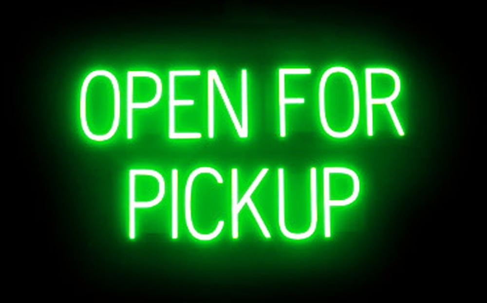 SpellBrite OPEN FOR PICKUP LED Sign for Business. 29.3" x 15.0" Green OPEN FOR PICKUP Sign Has Neon Sign Look With Energy Efficient LED Light Source. Visible from 500+ Feet, 8 Animation Settings.
