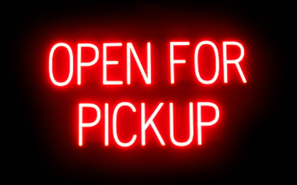 SpellBrite OPEN FOR PICKUP LED Sign for Business. 29.3" x 15.0" Red OPEN FOR PICKUP Sign Has Neon Sign Look With Energy Efficient LED Light Source. Visible from 500+ Feet, 8 Animation Settings.