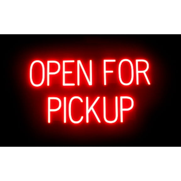 SpellBrite OPEN FOR PICKUP LED Sign for Business. 29.3" x 15.0" Red OPEN FOR PICKUP Sign Has Neon Sign Look With Energy Efficient LED Light Source. Visible from 500+ Feet, 8 Animation Settings.