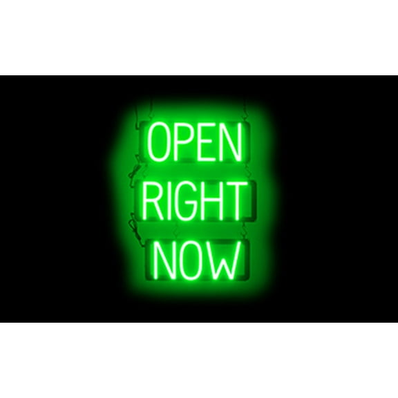 SpellBrite OPEN RIGHT NOW LED Sign for Business. 18.1" x 23.8" Green OPEN RIGHT NOW Sign Has Neon Sign Look With Energy Efficient LED Light Source. Visible from 500+ Feet, 8 Animation Settings.