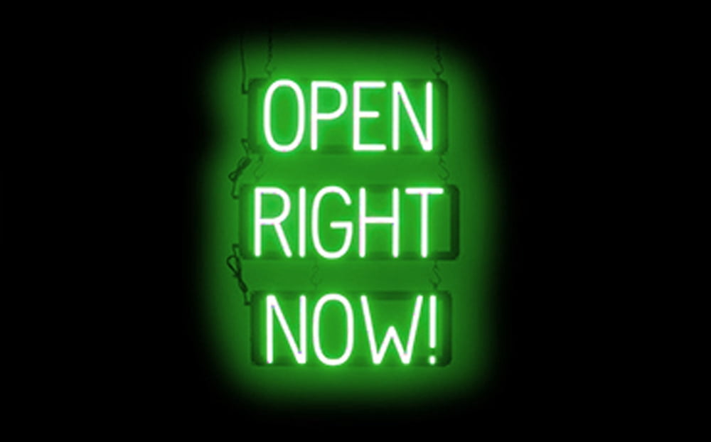 SpellBrite OPEN RIGHT NOW! LED Sign for Business. 18.1" x 23.8" Green OPEN RIGHT NOW! Sign Has Neon Sign Look With Energy Efficient LED Light Source. Visible from 500+ Feet, 8 Animation Settings.