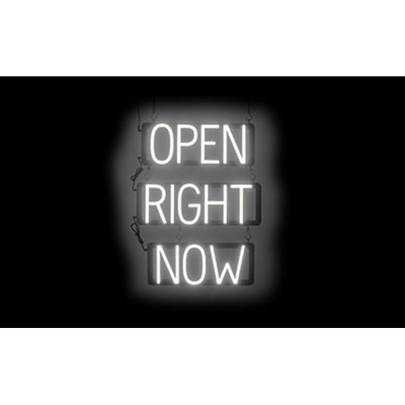 SpellBrite OPEN RIGHT NOW LED Sign for Business. 18.1" x 23.8" White OPEN RIGHT NOW Sign Has Neon Sign Look With Energy Efficient LED Light Source. Visible from 500+ Feet, 8 Animation Settings.