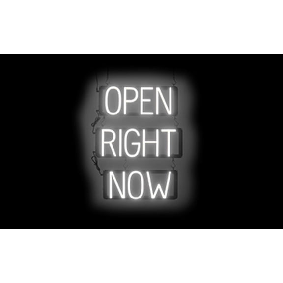 SpellBrite OPEN RIGHT NOW LED Sign for Business. 18.1" x 23.8" White OPEN RIGHT NOW Sign Has Neon Sign Look With Energy Efficient LED Light Source. Visible from 500+ Feet, 8 Animation Settings.