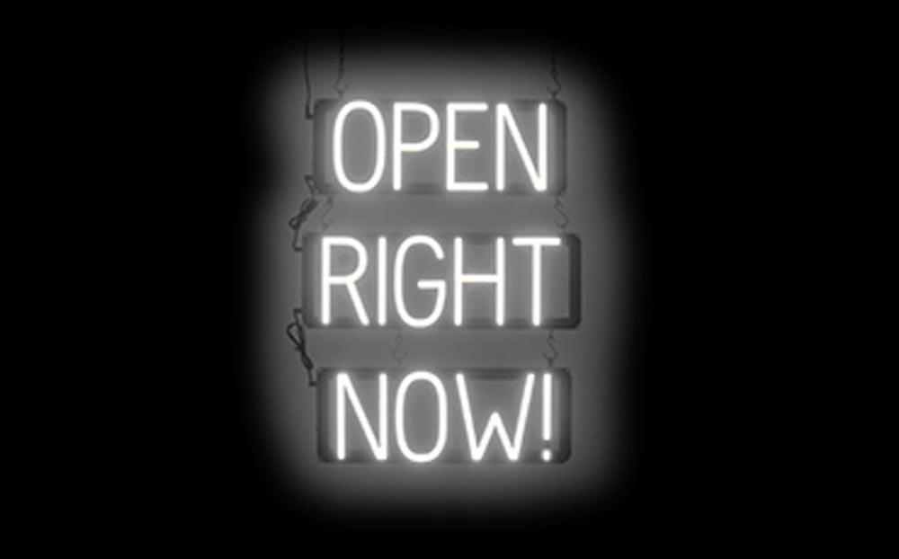 SpellBrite OPEN RIGHT NOW! LED Sign for Business. 18.1" x 23.8" White OPEN RIGHT NOW! Sign Has Neon Sign Look With Energy Efficient LED Light Source. Visible from 500+ Feet, 8 Animation Settings.