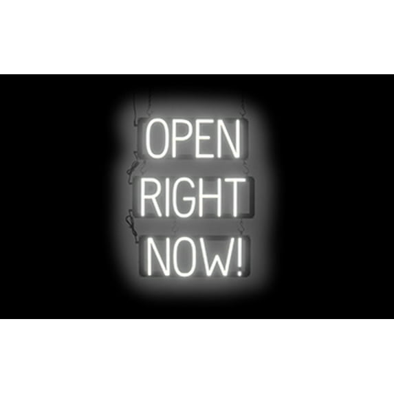 SpellBrite OPEN RIGHT NOW! LED Sign for Business. 18.1" x 23.8" White OPEN RIGHT NOW! Sign Has Neon Sign Look With Energy Efficient LED Light Source. Visible from 500+ Feet, 8 Animation Settings.