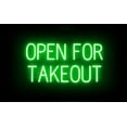thumbnail image 1 of SpellBrite OPEN FOR TAKEOUT LED Sign for Business. 29.3" x 15.0" Green OPEN FOR TAKEOUT Sign Has Neon Sign Look With Energy Efficient LED Light Source. Visible from 500+ Feet, 8 Animation Settings., 1 of 4