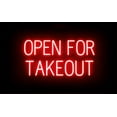 thumbnail image 1 of SpellBrite OPEN FOR TAKEOUT LED Sign for Business. 29.3" x 15.0" Red OPEN FOR TAKEOUT Sign Has Neon Sign Look With Energy Efficient LED Light Source. Visible from 500+ Feet, 8 Animation Settings., 1 of 4