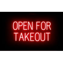 SpellBrite OPEN FOR TAKEOUT LED Sign for Business. 29.3" x 15.0" Red OPEN FOR TAKEOUT Sign Has Neon Sign Look With Energy Efficient LED Light Source. Visible from 500 Feet, 8 Animation Settings.
