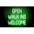 thumbnail image 1 of SpellBrite OPEN WALK INS WELCOME LED Sign for Business. 29.8" x 23.8" Green OPEN WALK INS WELCOME Sign Has Neon Sign Look With Energy Efficient LED Light Source. Visible from 500+ Feet, 8 Animations., 1 of 4