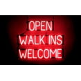 thumbnail image 1 of SpellBrite OPEN WALK INS WELCOME LED Sign for Business. 29.8" x 23.8" Red OPEN WALK INS WELCOME Sign Has Neon Sign Look With Energy Efficient LED Light Source. Visible from 500+ Feet, 8 Animations., 1 of 4