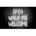 thumbnail image 1 of SpellBrite OPEN WALK INS WELCOME LED Sign for Business. 29.8" x 23.8" White OPEN WALK INS WELCOME Sign Has Neon Sign Look With Energy Efficient LED Light Source. Visible from 500+ Feet, 8 Animations., 1 of 4