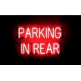 thumbnail image 1 of SpellBrite PARKING IN REAR LED Sign for Business. 25.8" x 15.0" Red PARKING IN REAR Sign Has Neon Sign Look With Energy Efficient LED Light Source. Visible from 500+ Feet, 8 Animation Settings., 1 of 4