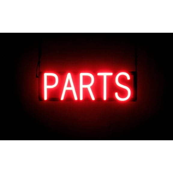 SpellBrite PARTS LED Sign for Business. 20.7" x 6.3" Red PARTS Sign Has Neon Sign Look With Energy Efficient LED Light Source. Visible from 500+ Feet, 8 Animation Settings.