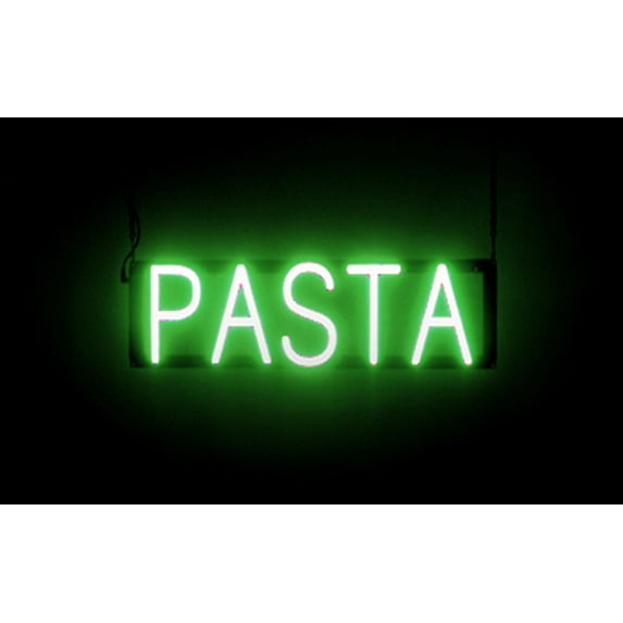 SpellBrite PASTA LED Sign for Business. 21.2" x 6.3" Green PASTA Sign Has Neon Sign Look With Energy Efficient LED Light Source. Visible from 500+ Feet, 8 Animation Settings.