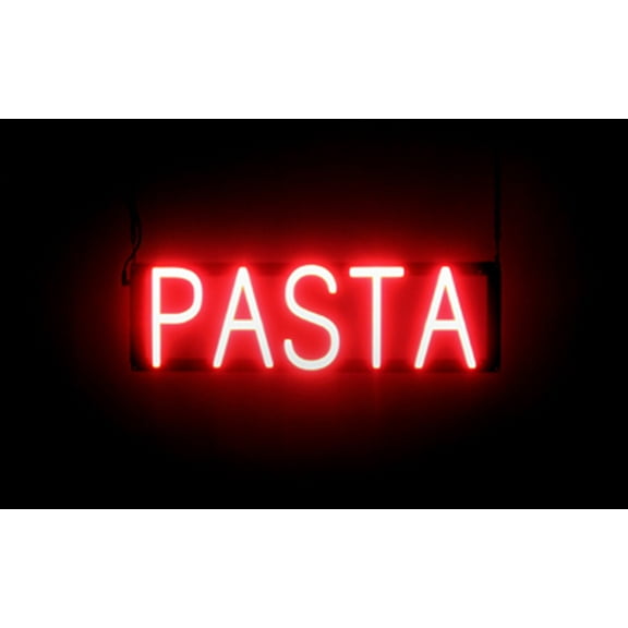 SpellBrite PASTA LED Sign for Business. 21.2" x 6.3" Red PASTA Sign Has Neon Sign Look With Energy Efficient LED Light Source. Visible from 500+ Feet, 8 Animation Settings.