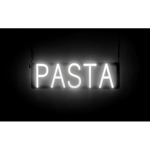 SpellBrite PASTA LED Sign for Business. 21.2" x 6.3" White PASTA Sign Has Neon Sign Look With Energy Efficient LED Light Source. Visible from 500+ Feet, 8 Animation Settings.