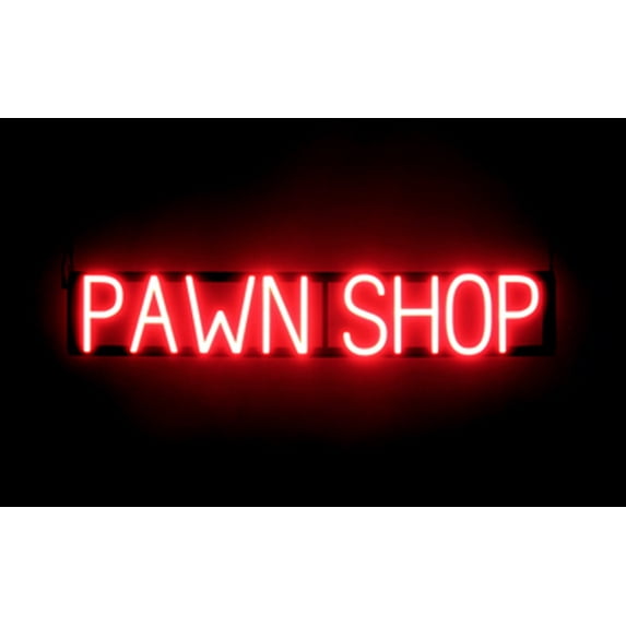 SpellBrite PAWN SHOP LED Sign for Business. 36.0" x 6.3" Red PAWN SHOP Sign Has Neon Sign Look With Energy Efficient LED Light Source. Visible from 500+ Feet, 8 Animation Settings.