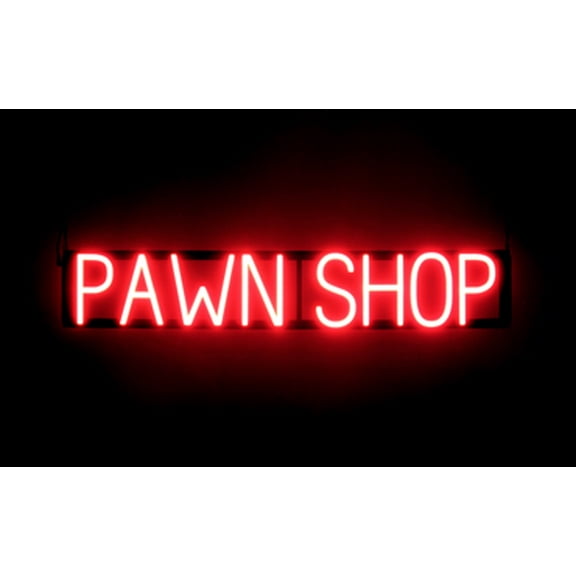 SpellBrite PAWN SHOP LED Sign for Business. 36.0" x 6.3" Red PAWN SHOP Sign Has Neon Sign Look With Energy Efficient LED Light Source. Visible from 500+ Feet, 8 Animation Settings.