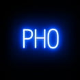 thumbnail image 1 of SpellBrite PHO LED Sign for Business. 13.2" x 6.3" Blue PHO Sign Has Neon Sign Look With Energy Efficient LED Light Source. Visible from 500+ Feet, 8 Animation Settings., 1 of 4