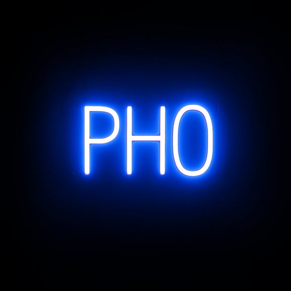 SpellBrite PHO LED Sign for Business. 13.2" x 6.3" Blue PHO Sign Has Neon Sign Look With Energy Efficient LED Light Source. Visible from 500+ Feet, 8 Animation Settings.