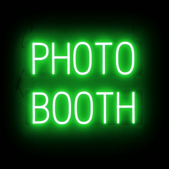 SpellBrite PHOTO BOOTH LED Sign for Business. 20.9" x 15" Green PHOTO BOOTH Sign Has Neon Sign Look With Energy Efficient LED Light Source. Visible from 500+ Feet, 8 Animation Settings.